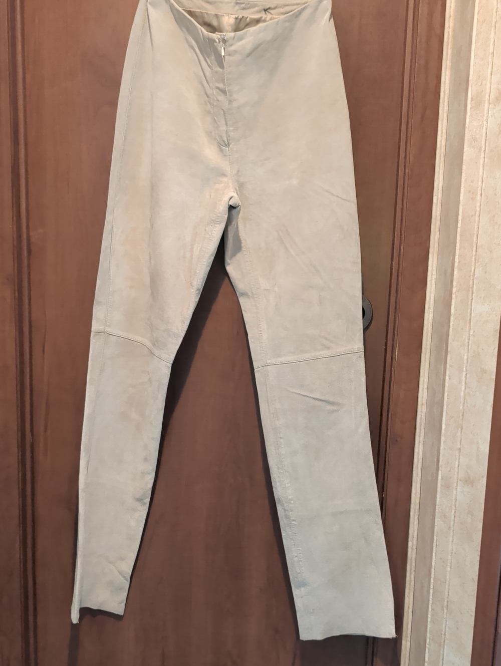 bebe Light Beige Straight Leg Leather Pants